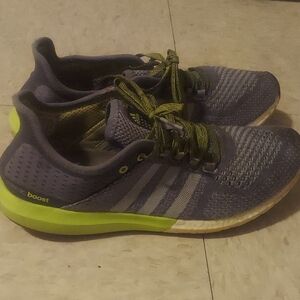 Adidas Gray and Neon Green Boost Sneakers